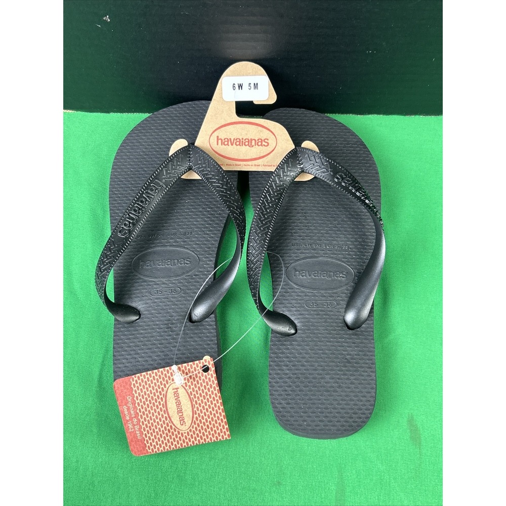 Havaianas Unisex Cushioned Footbed Flip Flop Size 6 W - 5 M Black NWT